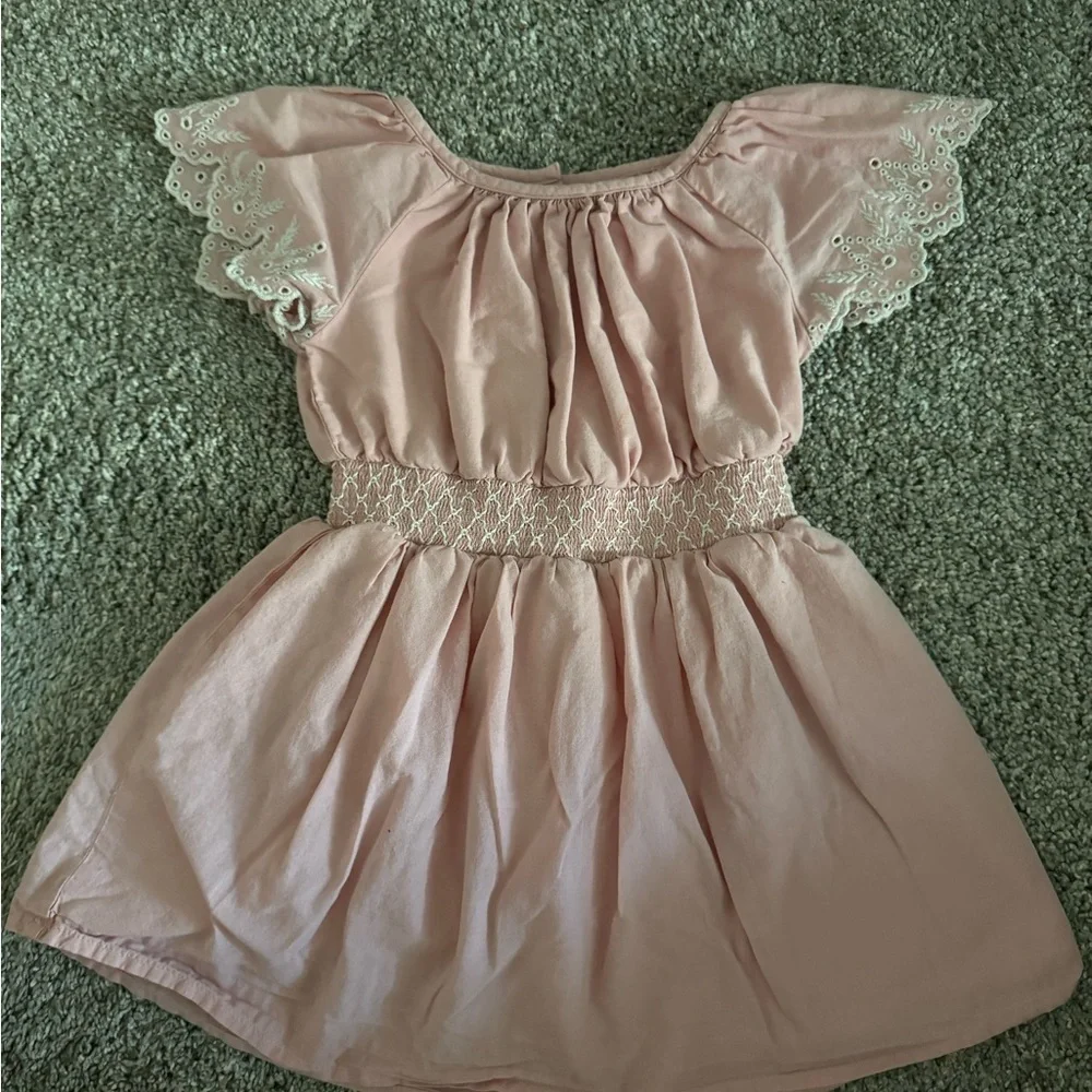 Baby Gap Blush Pink Eyelet Flutter Sleeve Smocked Dress 18-24M